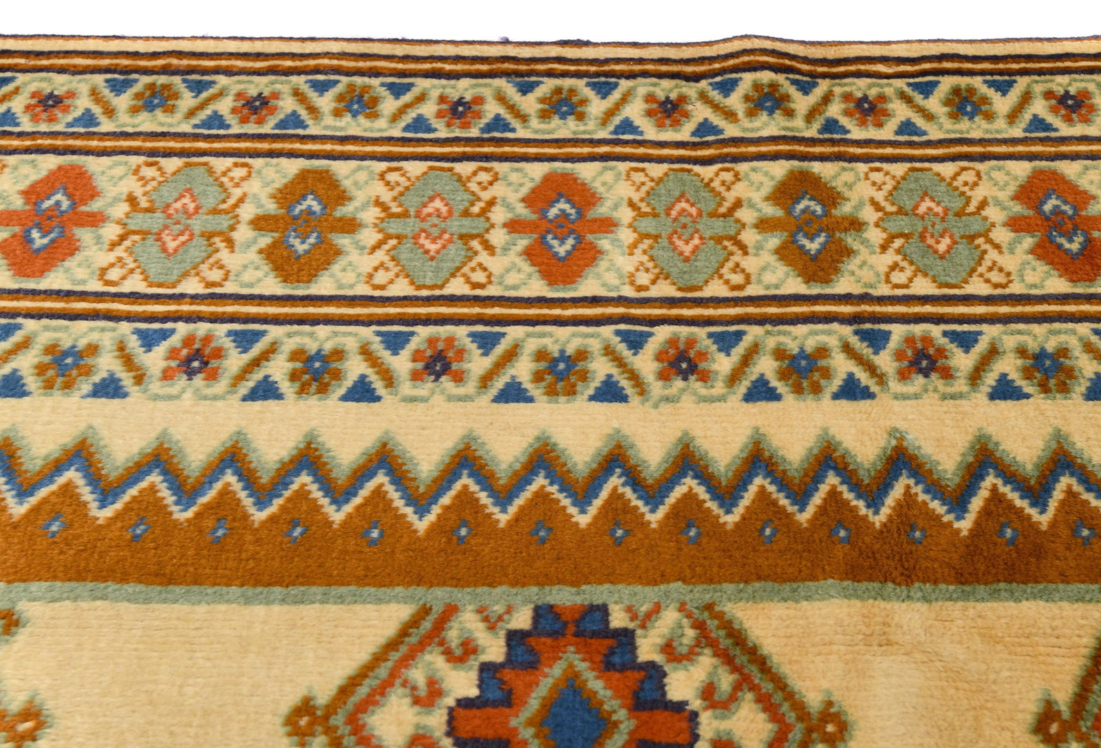 Vintage Yellow Cream Tribal 5X7 Turkoman Persian Rug - 8