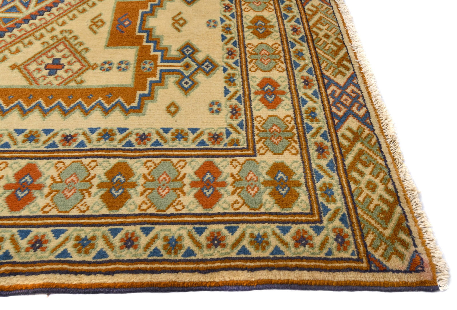 Vintage Yellow Cream Tribal 5X7 Turkoman Persian Rug - 9