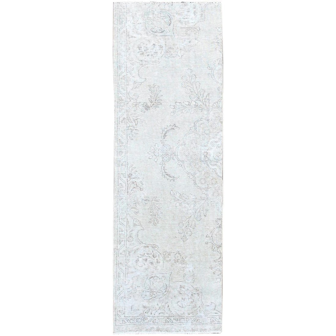 White Fragment Pure Wool Vintage Zoroastrian Tebraz Oriental Rug (1 of 7)