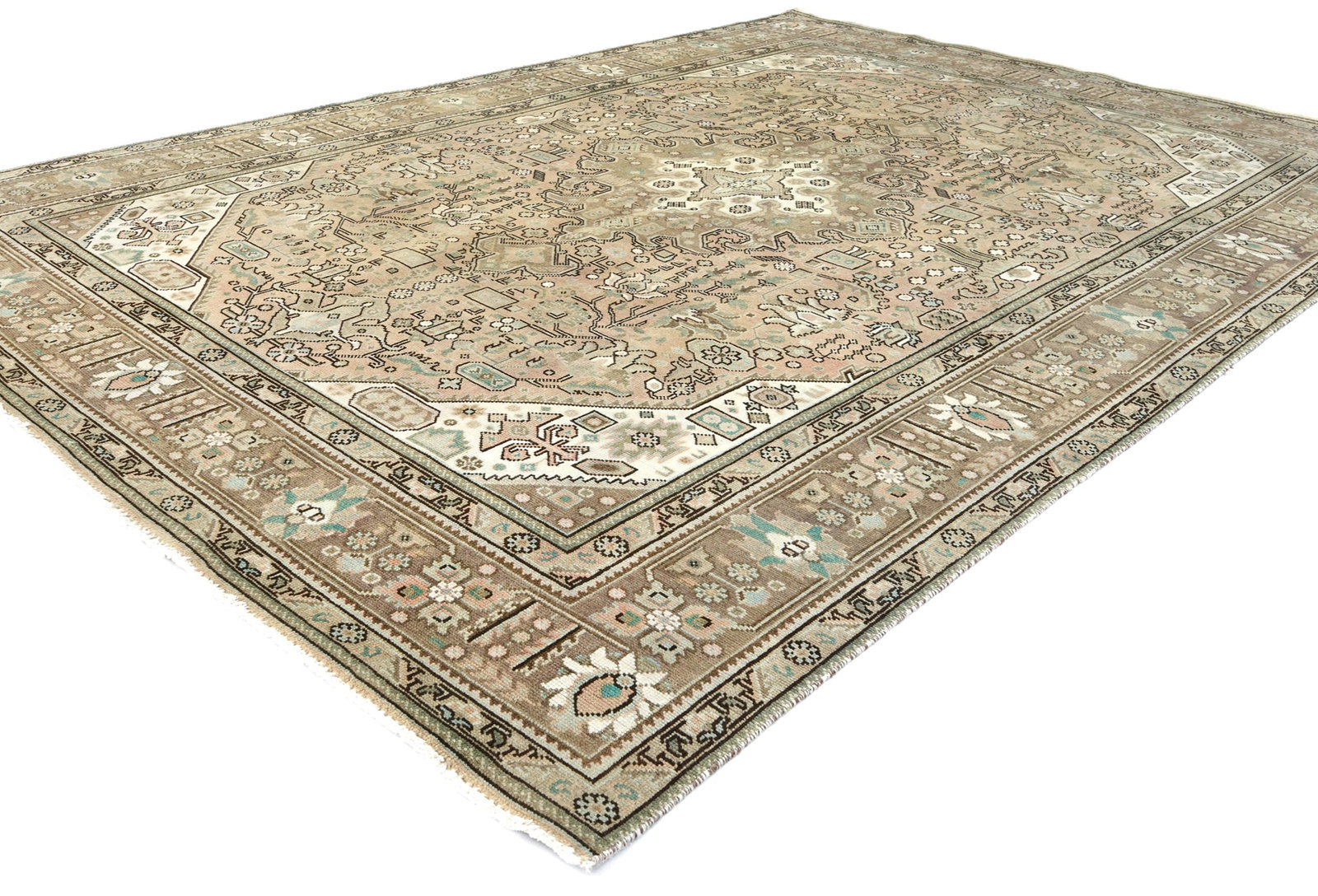 Semi Antique Muted Floral 8X11 Distressed Vintage Oriental Rug - 4