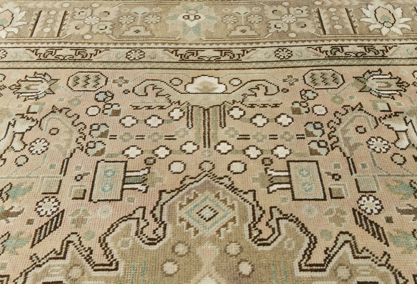 Semi Antique Muted Floral 8X11 Distressed Vintage Oriental Rug - 8