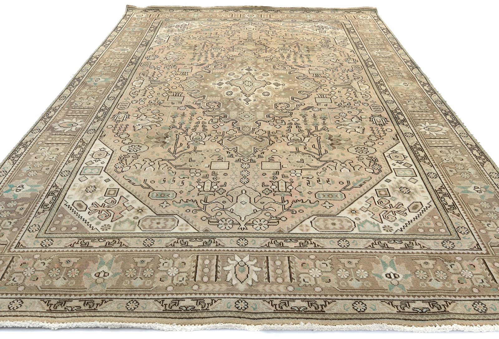 Semi Antique Muted Floral 8X11 Distressed Vintage Oriental Rug - 9