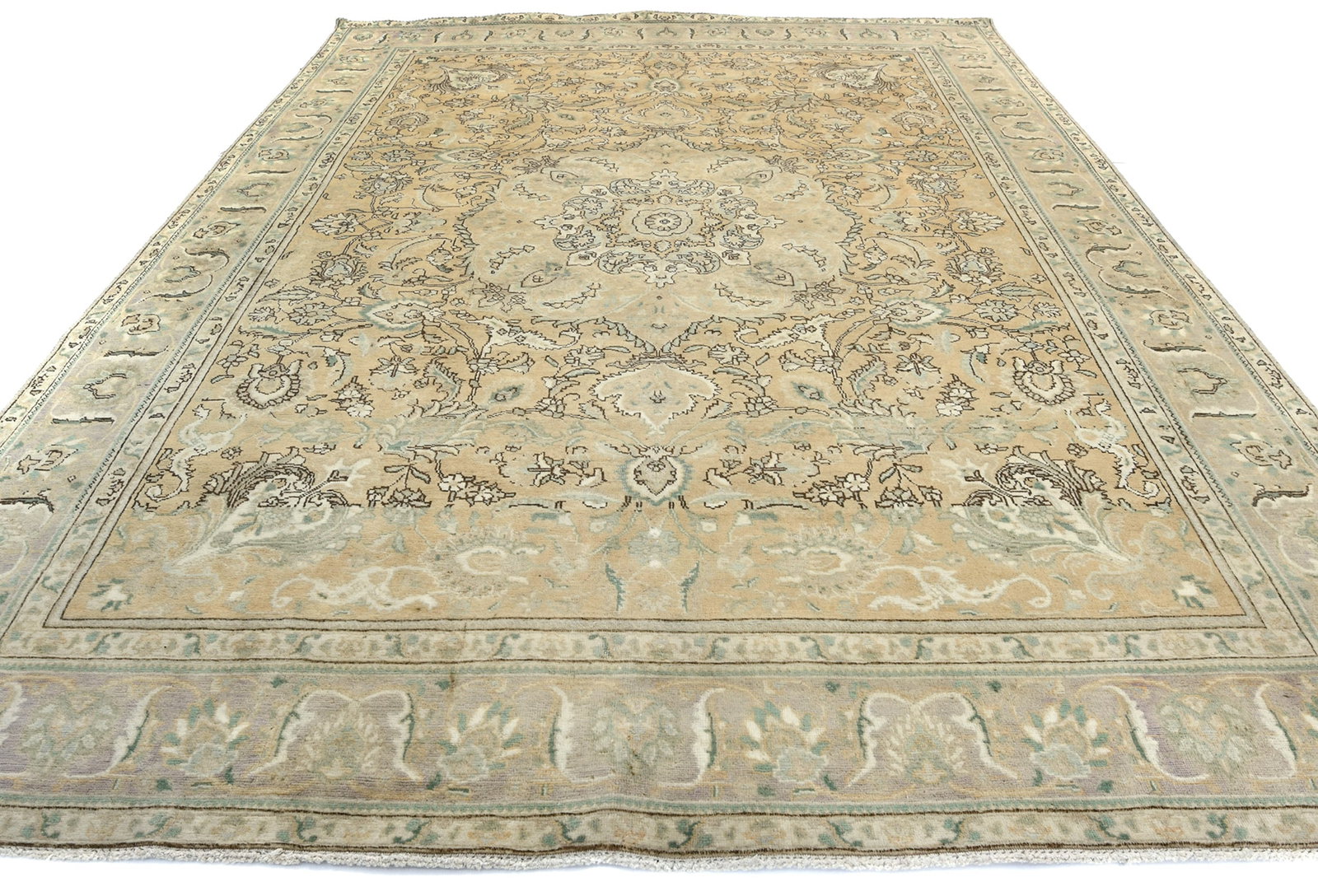 Semi Antique Muted Floral 9'7X12'5 Distressed Vintage Oriental Rug - 10