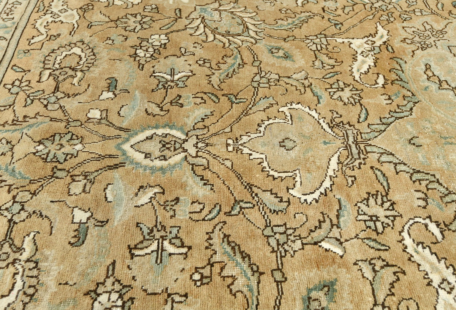 Semi Antique Muted Floral 9'7X12'5 Distressed Vintage Oriental Rug - 7