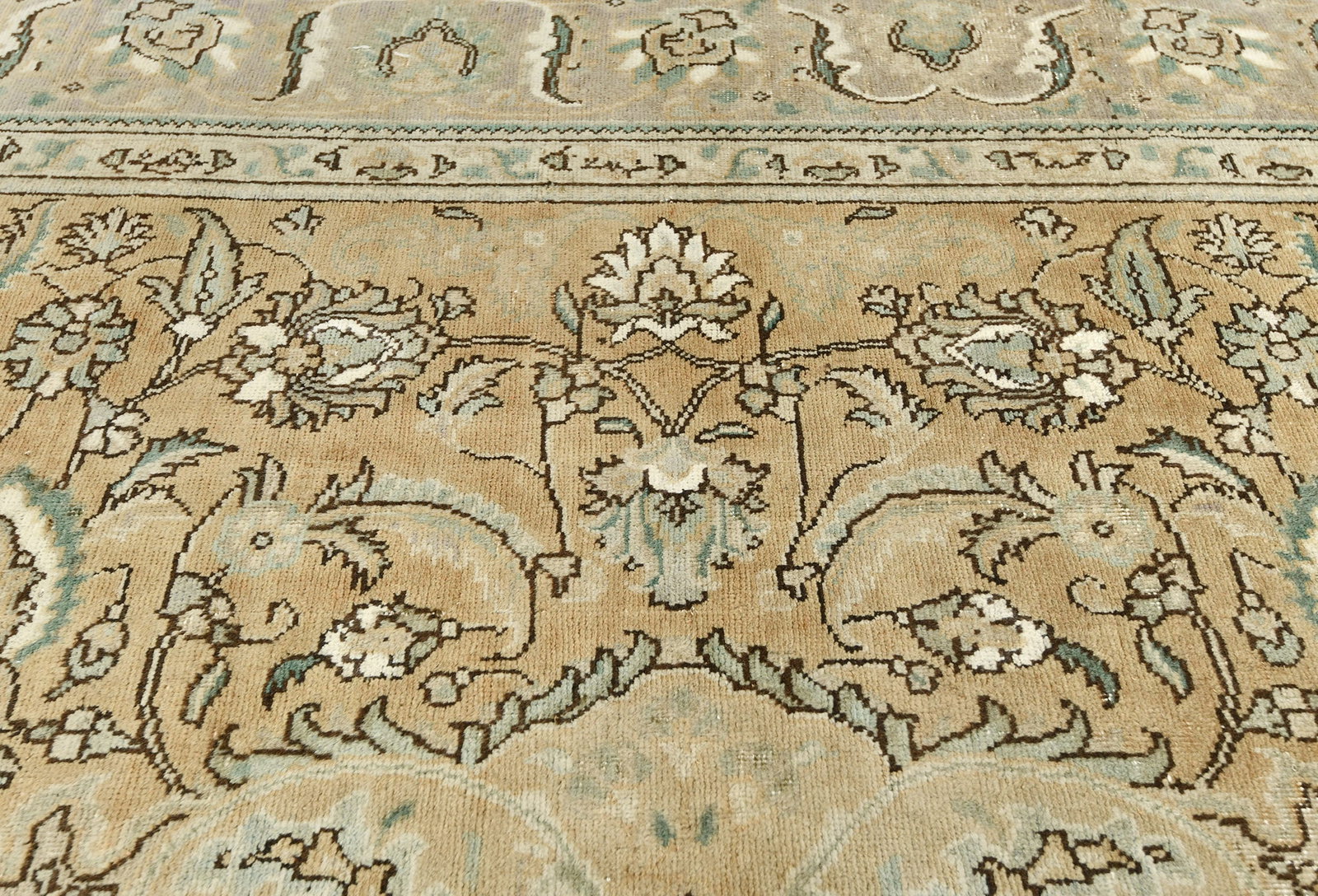 Semi Antique Muted Floral 9'7X12'5 Distressed Vintage Oriental Rug - 8