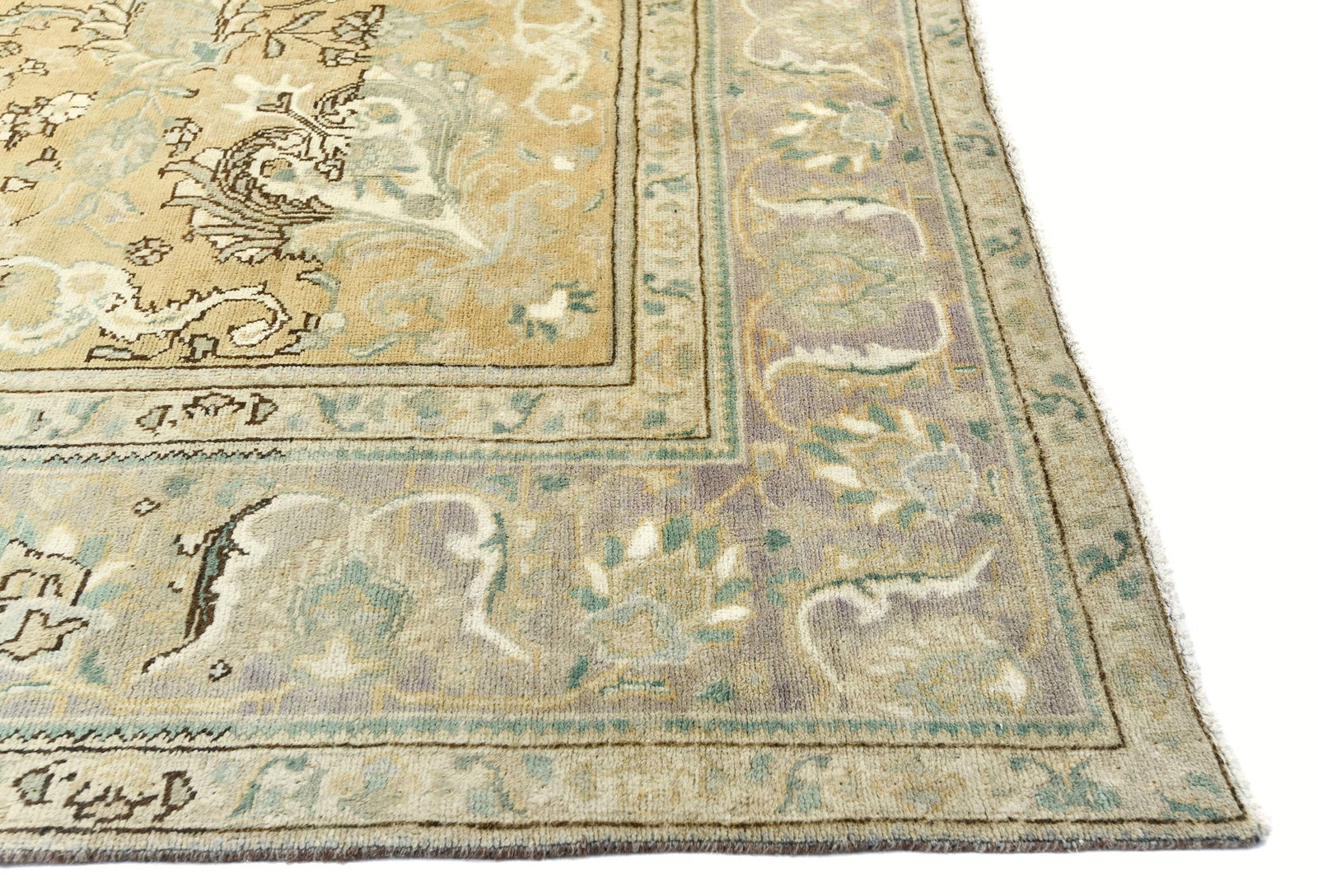 Semi Antique Muted Floral 9'7X12'5 Distressed Vintage Oriental Rug - 9