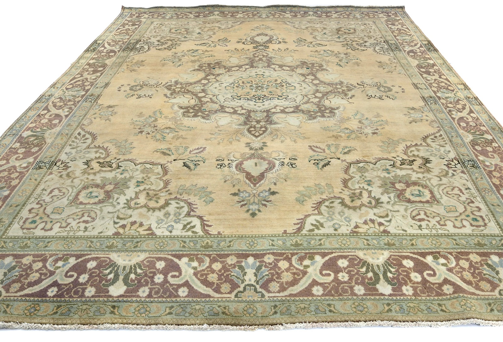 Semi Antique Muted Floral 9'9X12'5 Distressed Vintage Oriental Rug - 10
