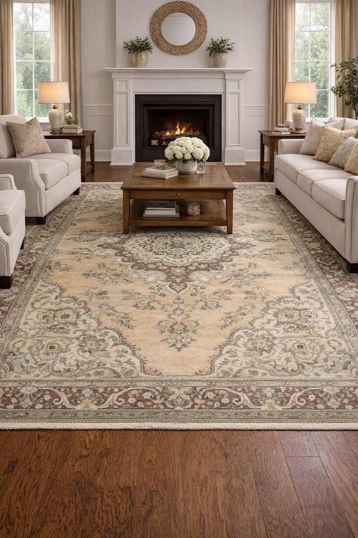 Semi Antique Muted Floral 9'9X12'5 Distressed Vintage Oriental Rug - 2