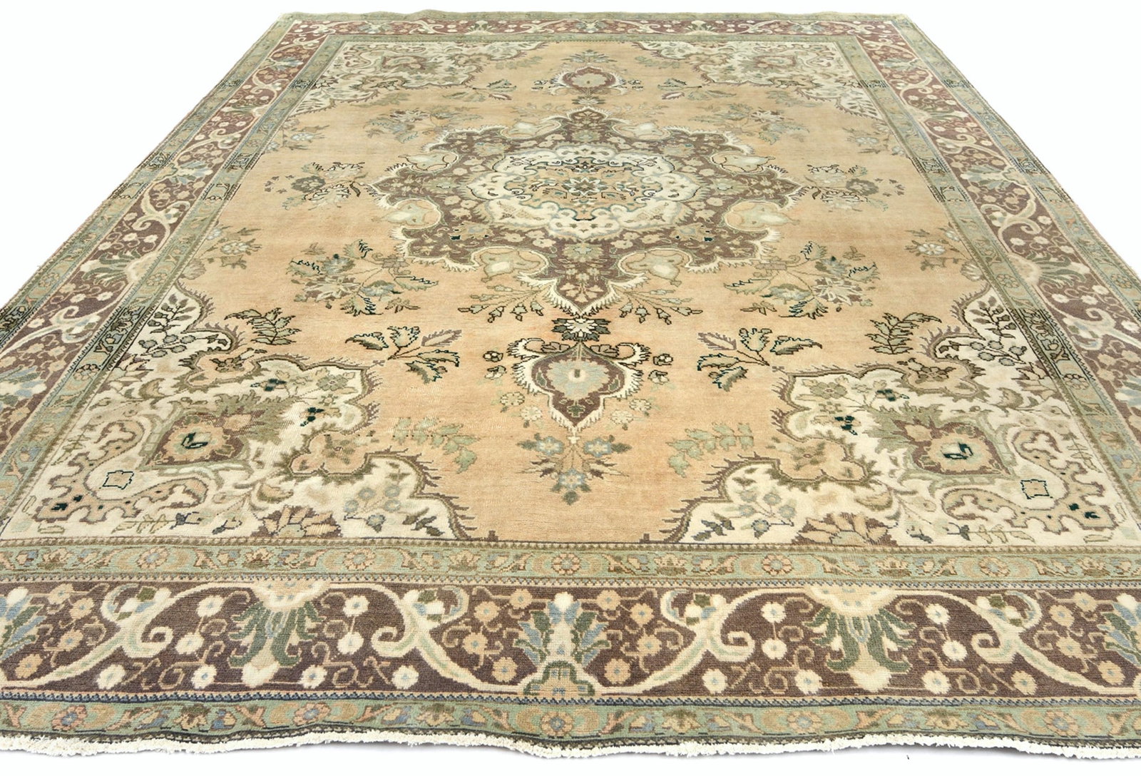 Semi Antique Muted Floral 9'9X12'5 Distressed Vintage Oriental Rug - 3