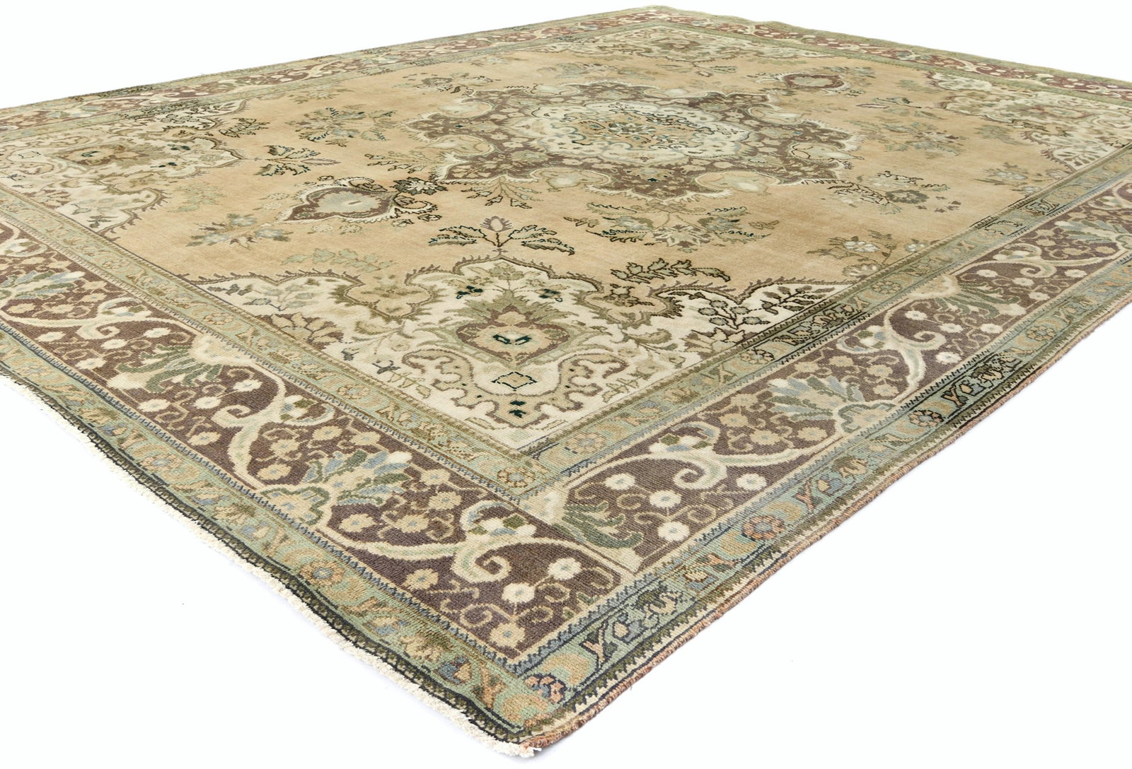 Semi Antique Muted Floral 9'9X12'5 Distressed Vintage Oriental Rug - 4