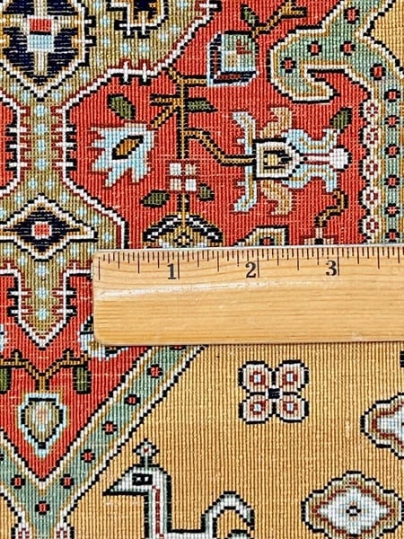 Hand-Knotted Persian Qum 100% Silk Semi-Antique Gold Oriental Rug 2'8" x 4'3" - 5