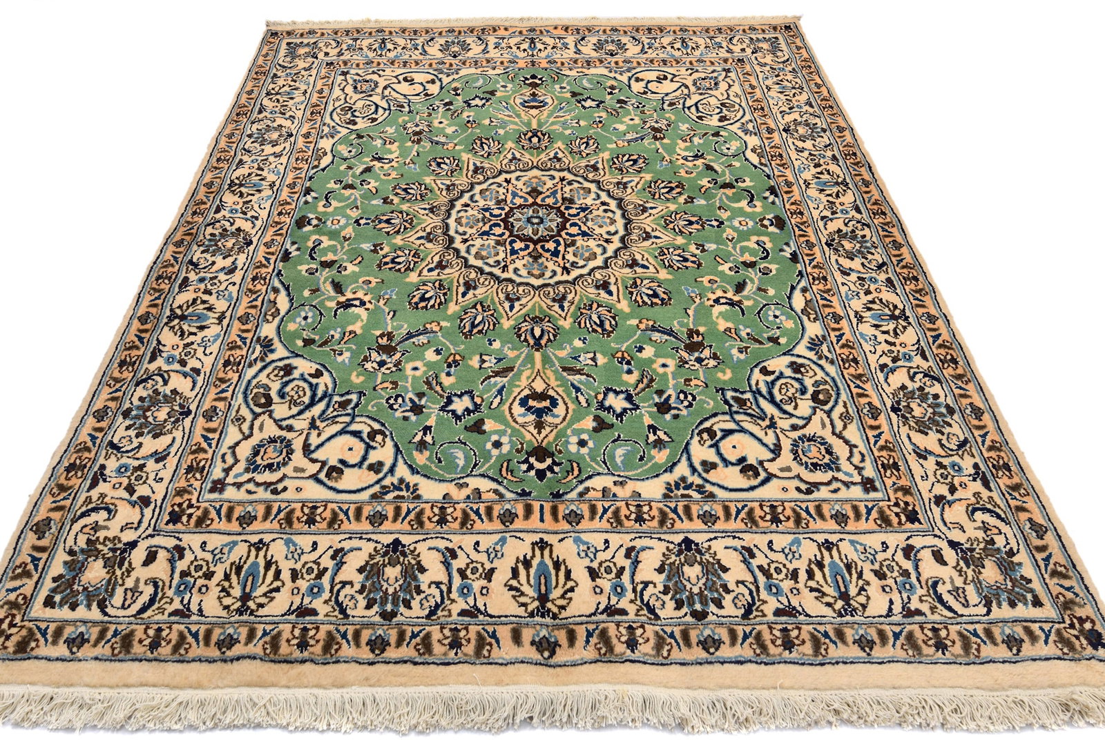 Vintage Floral Classic Green 5X7 Nain Persian Rug - 10