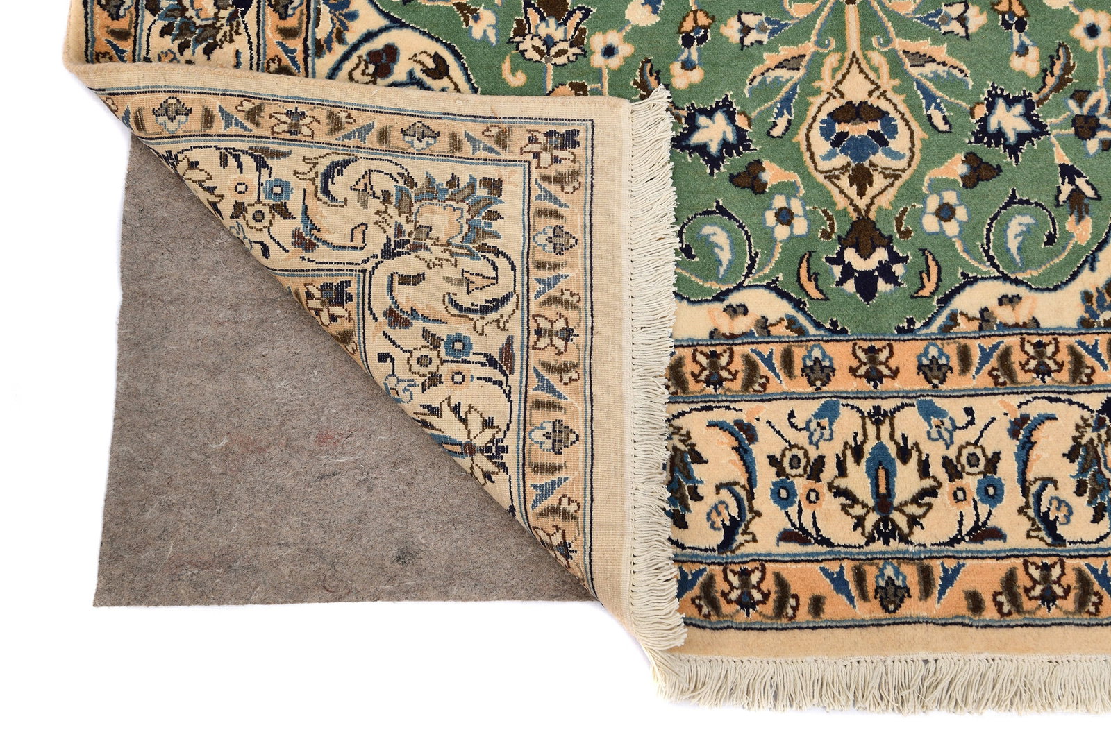 Vintage Floral Classic Green 5X7 Nain Persian Rug - 13
