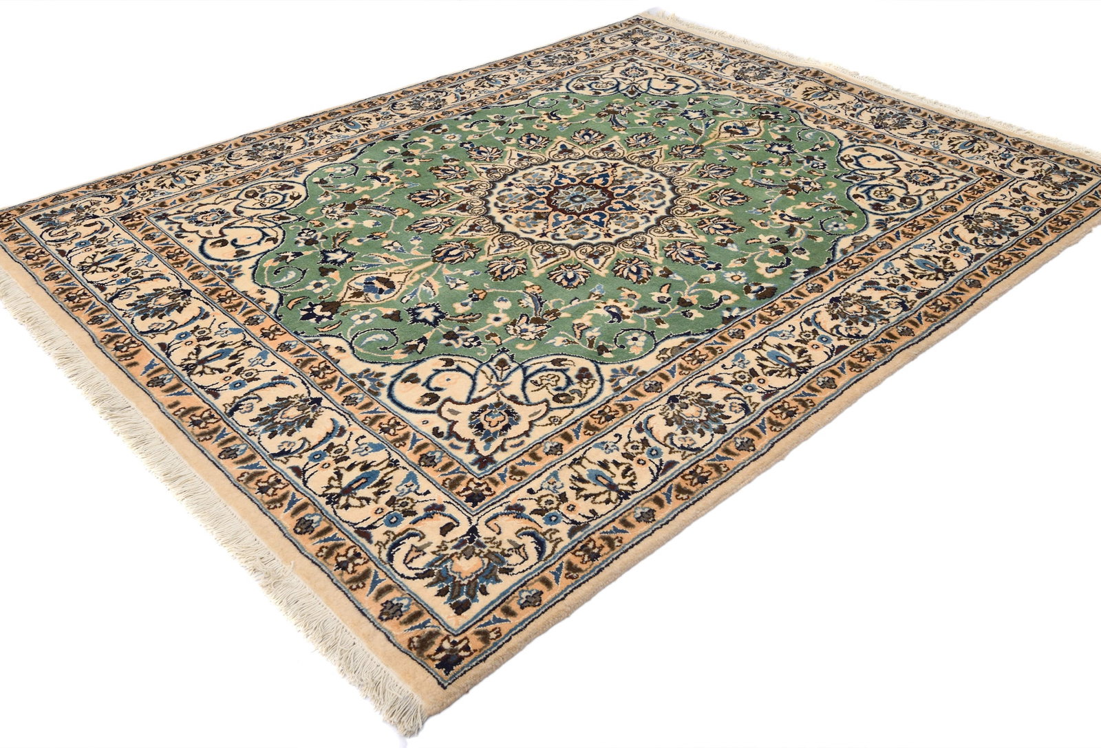 Vintage Floral Classic Green 5X7 Nain Persian Rug - 4