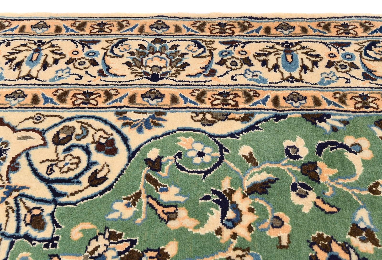 Vintage Floral Classic Green 5X7 Nain Persian Rug - 8
