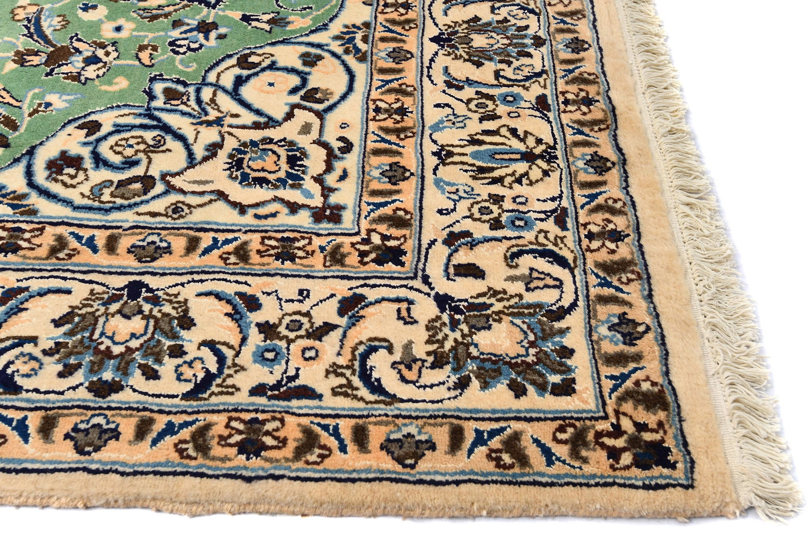 Vintage Floral Classic Green 5X7 Nain Persian Rug - 9