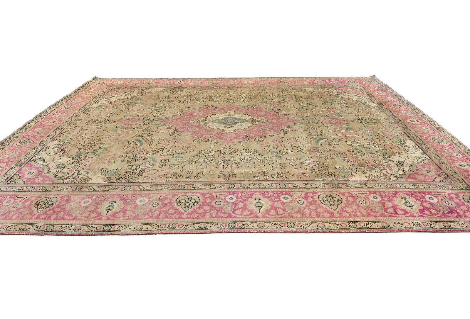 Semi Antique Muted Floral 10X13 Distressed Vintage Oriental Rug - 5