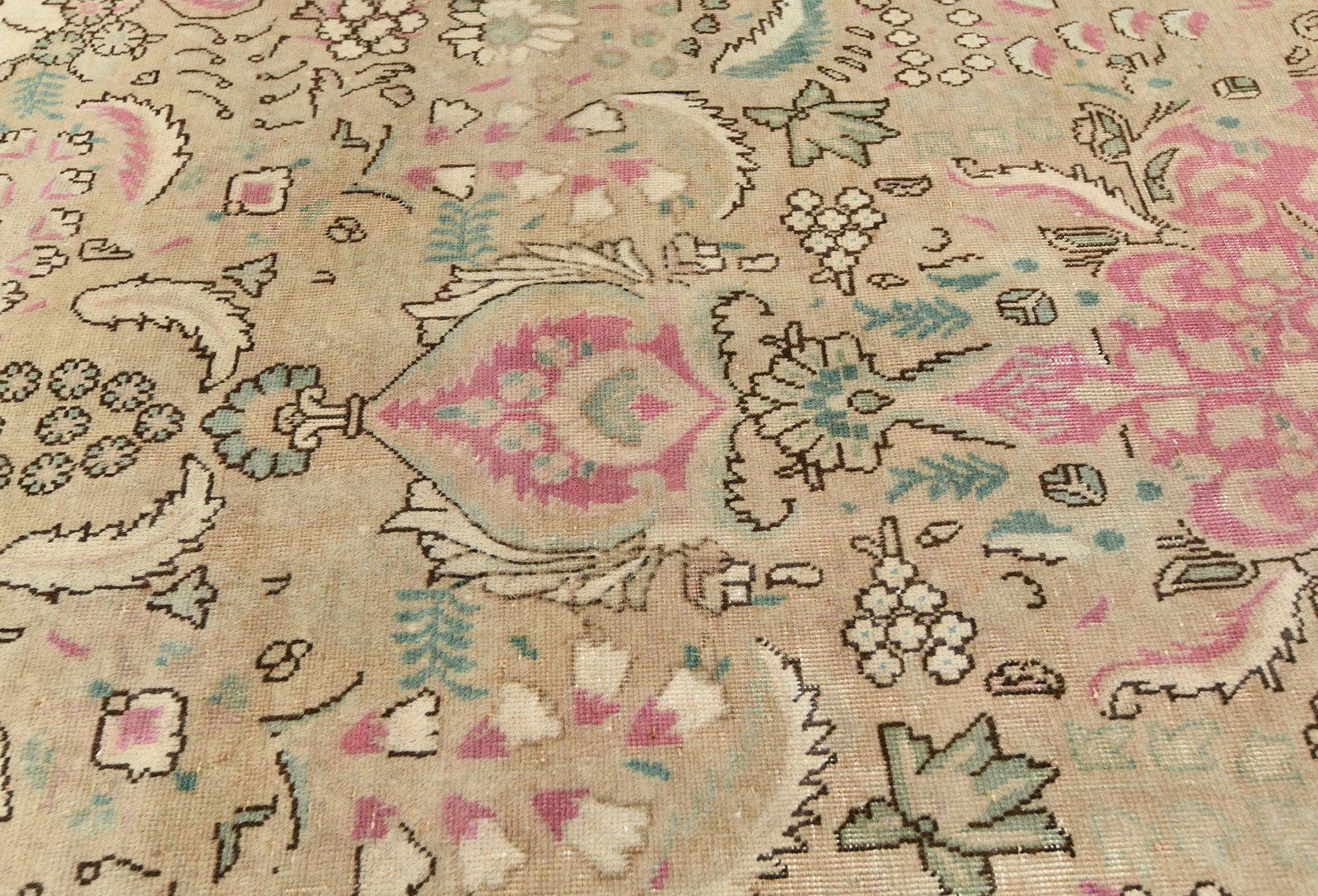 Semi Antique Muted Floral 10X13 Distressed Vintage Oriental Rug - 7