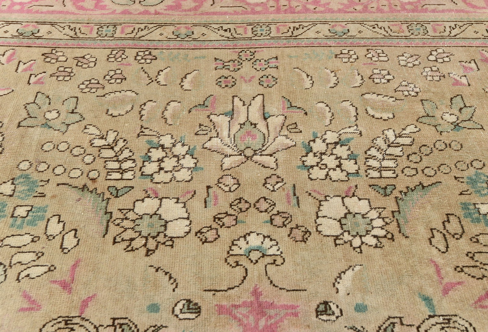 Semi Antique Muted Floral 10X13 Distressed Vintage Oriental Rug - 8
