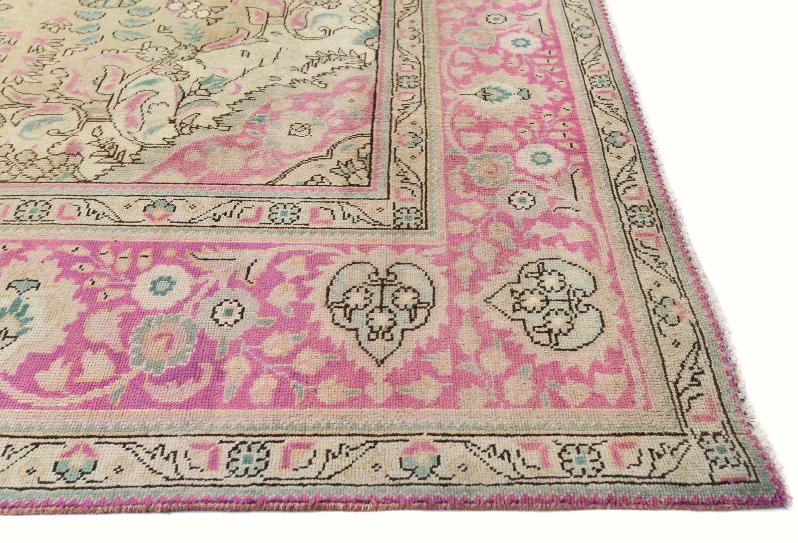 Semi Antique Muted Floral 10X13 Distressed Vintage Oriental Rug - 9