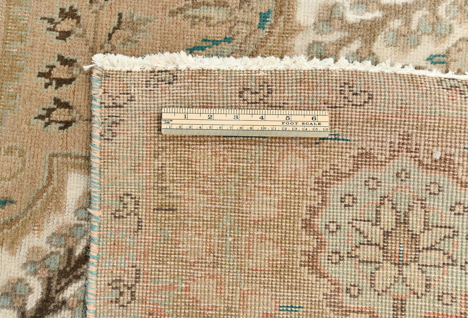 Antique Muted Tan Floral 10X13 Distressed Vintage Oriental Rug - 12