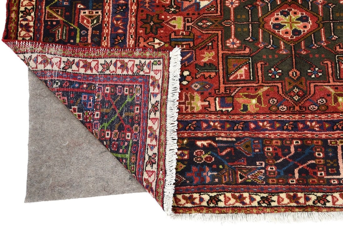 Vintage Red Geometric 5X13 Karajeh Persian Runner Rug - 13