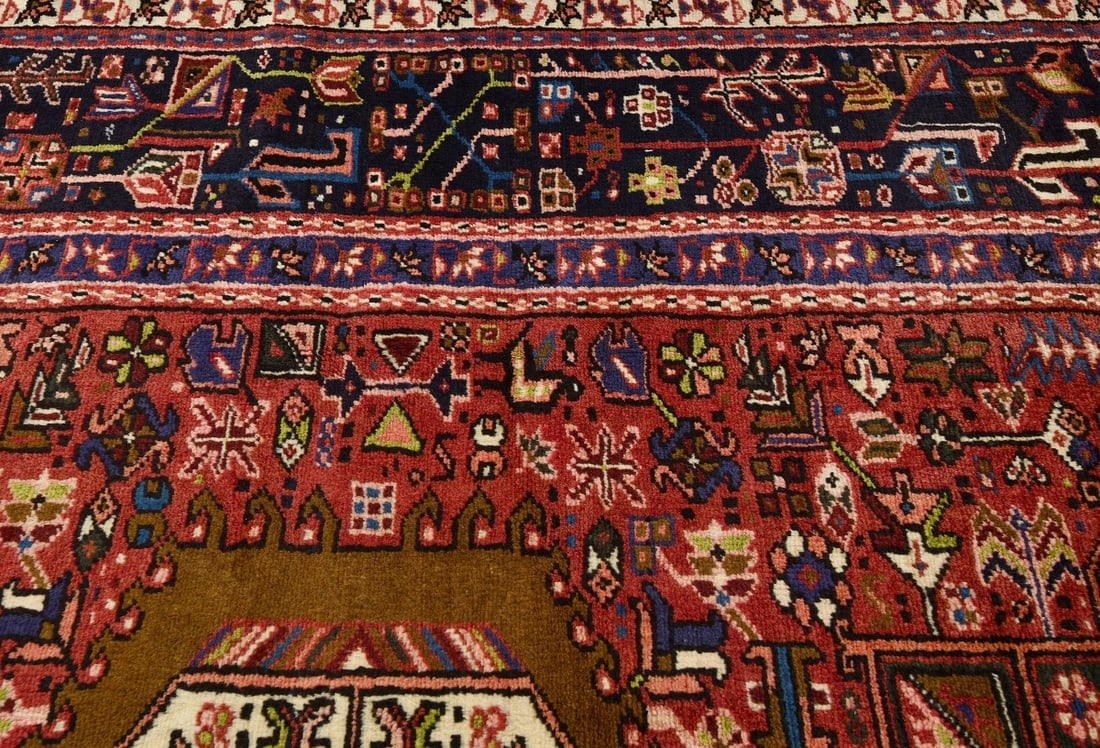 Vintage Red Geometric 5X13 Karajeh Persian Runner Rug - 8