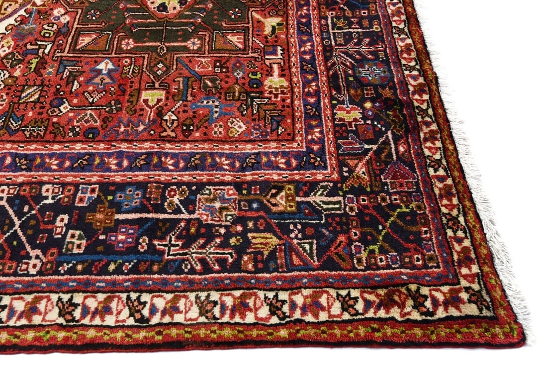 Vintage Red Geometric 5X13 Karajeh Persian Runner Rug - 9