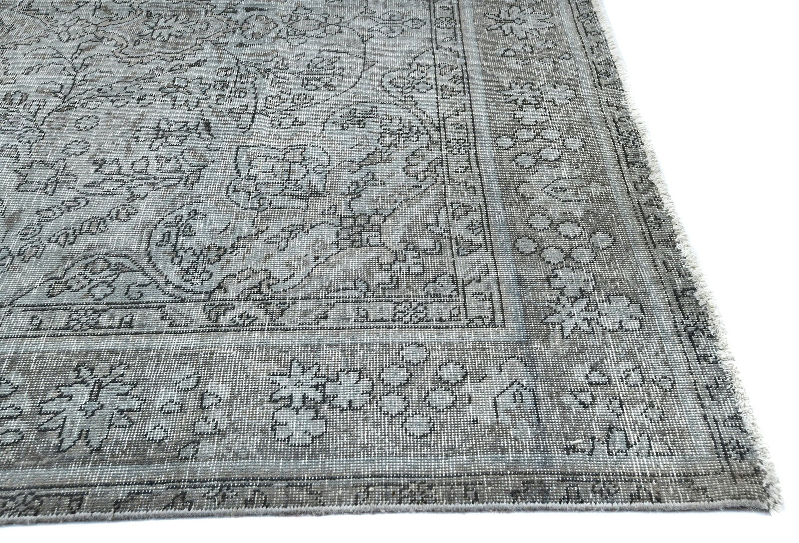 Antique Overdyed Traditional 6'7X'9 Distressed Vintage Oriental Rug - 9