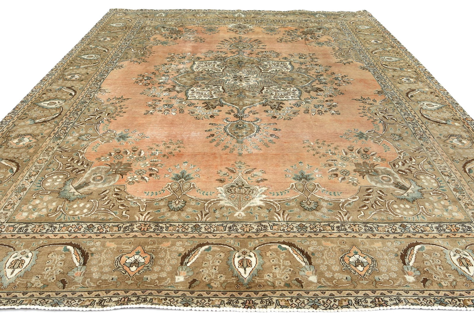 Semi Antique Muted Floral 10X12 Distressed Vintage Oriental Rug - 3