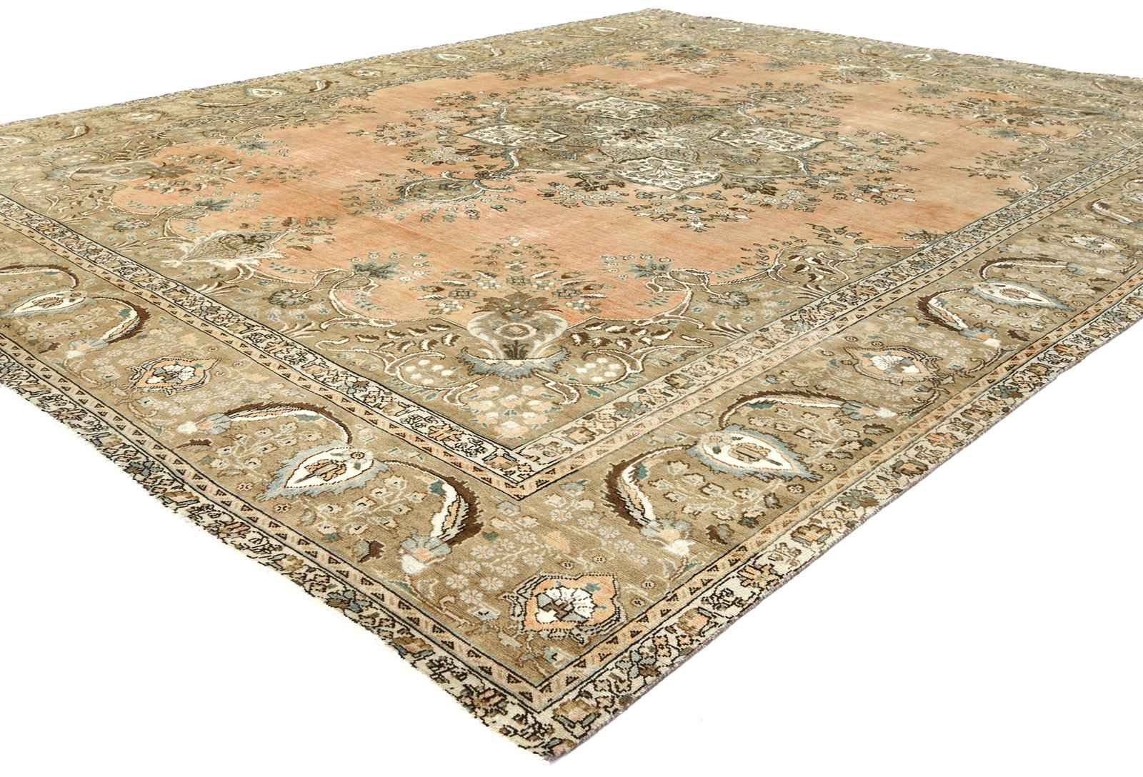 Semi Antique Muted Floral 10X12 Distressed Vintage Oriental Rug - 4