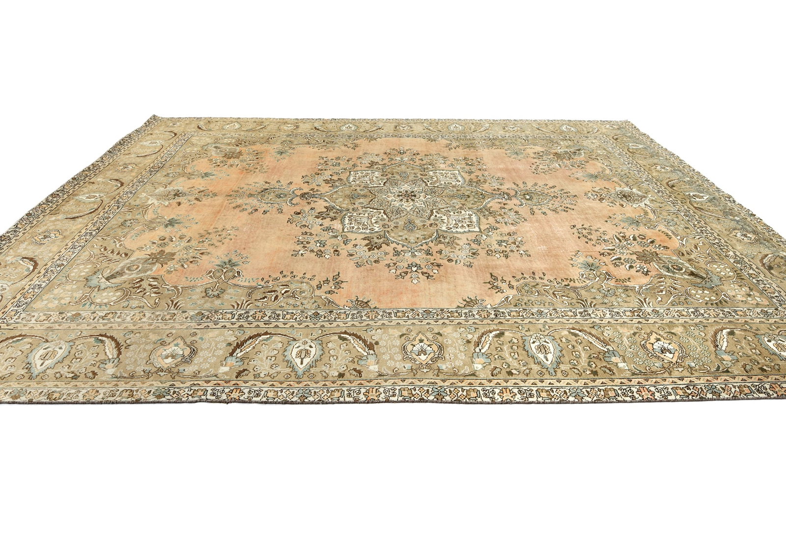 Semi Antique Muted Floral 10X12 Distressed Vintage Oriental Rug - 5