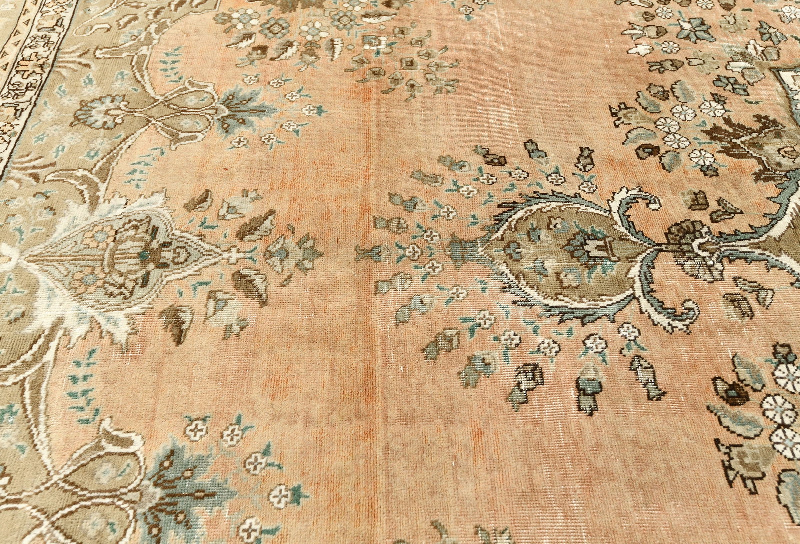 Semi Antique Muted Floral 10X12 Distressed Vintage Oriental Rug - 7