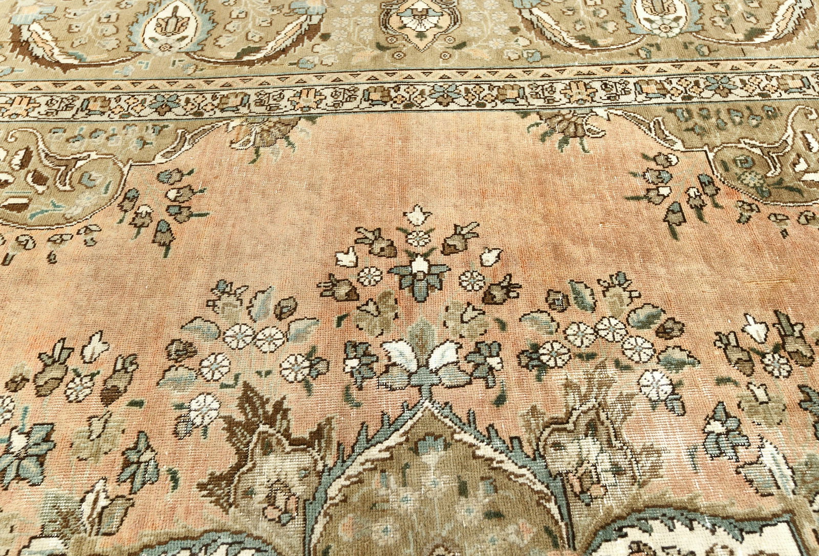 Semi Antique Muted Floral 10X12 Distressed Vintage Oriental Rug - 8