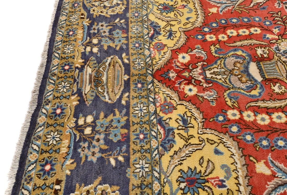 Vintage Classic Pictorial 10X14 Shahreza Persian Rug - 11