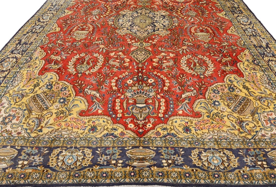 Vintage Classic Pictorial 10X14 Shahreza Persian Rug - 4