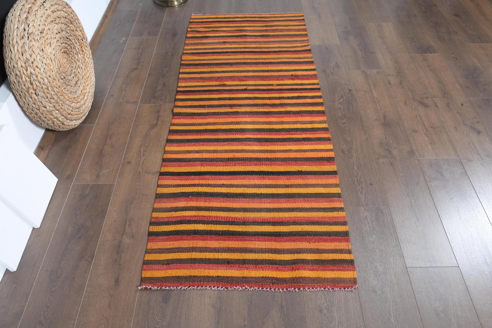 4'7x9'7 ft, SPECIAL MOTIFS: Title: 4'7x9'7 ft, SPECIAL MOTIFS Description: This Turkish one-of-a-kind Vintage Flatweave Kilim Rug is hand-knotted and handwoven by the most skilled artisans who use pure wool, in vibrant, natural 