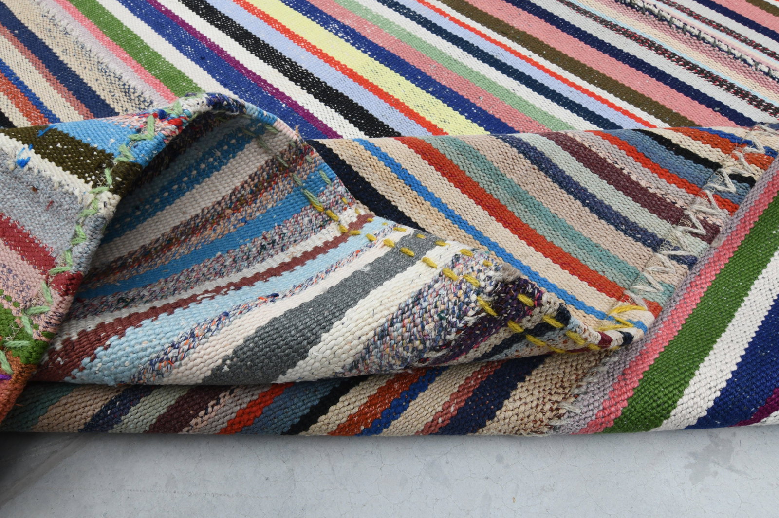 10.1x13.5 ft, ANTIQUE COLORFUL KILIM: Title: 10.1x13.5 ft, ANTIQUE COLORFUL KILIM Description: This Turkish one-of-a-kind Vintage Flatweave Kilim Rug is hand-knotted and handwoven by the most skilled artisans who use pure wool, in vibrant