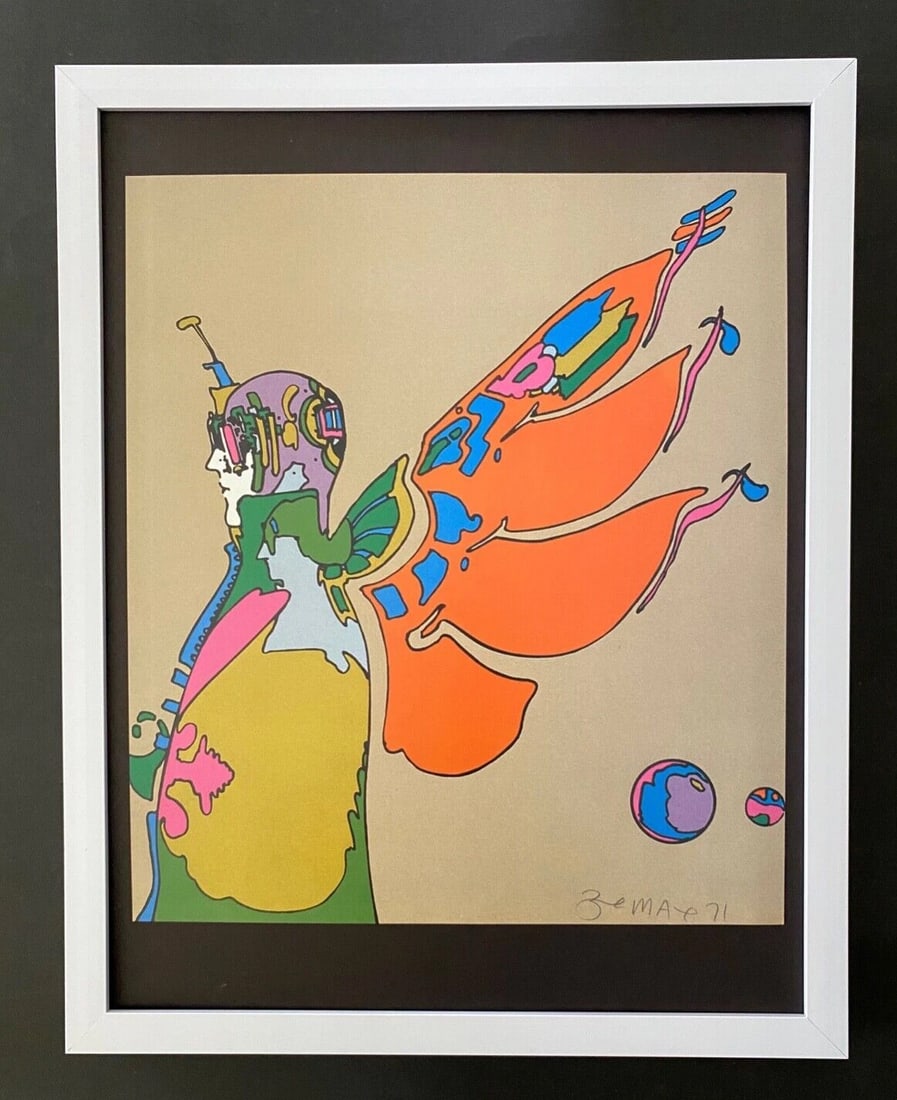 PETER MAX + BEAUTIFUL + SIGNED PRINT + NEW FRAME: Title:PETER MAX + BEAUTIFUL + SIGNED PRINT + NEW FRAME Description:PETER MAX + BEAUTIFUL + SIGNED PRINT + NEW FRAME Please note that this lot has a confidential reserve. When you leave a bid in