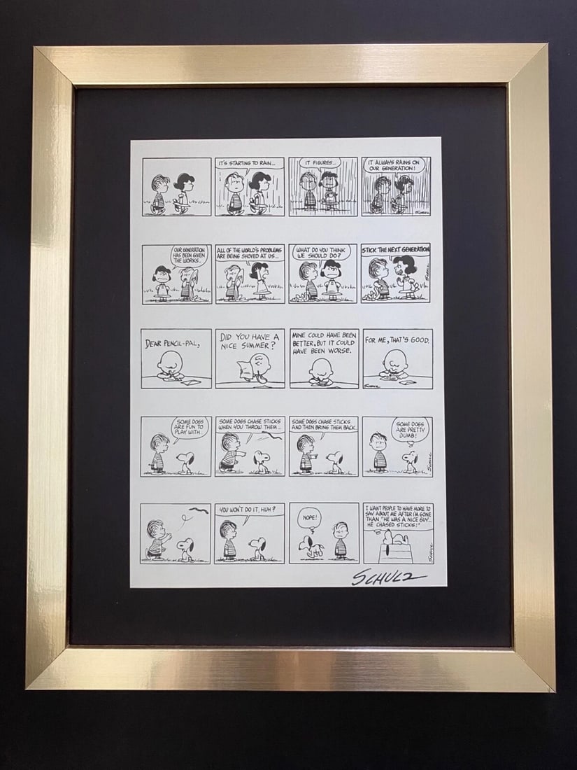 Charles Schulz Snoopy Peanuts 1968 Signed Vintage Print New Frame: Title:Charles Schulz Snoopy Peanuts 1968 Signed Vintage Print New Frame Description:Charles Schulz Snoopy Peanuts 1968 Signed Vintage Print New Frame Please note that this lot has a confidential