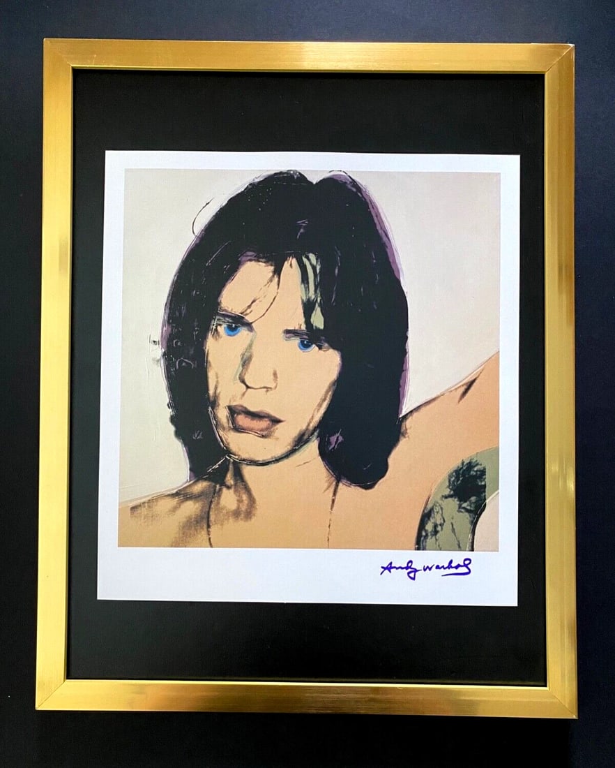 ANDY WARHOL + SIGNED 1984 MICK JAGGER PRINT MOUNTED & FRAMED - 2