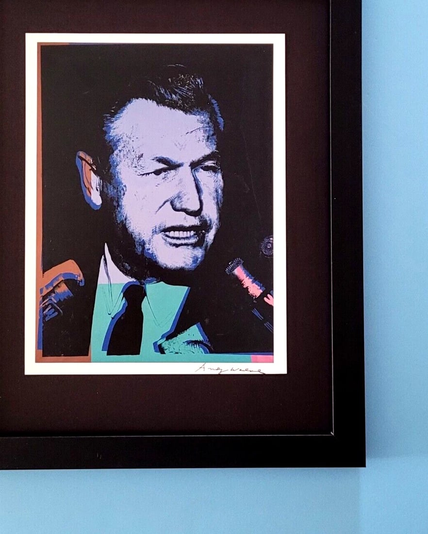 Andy Warhol Vintage Signed Nelson Rockefeller Portrait Framed Ready to Display - 2