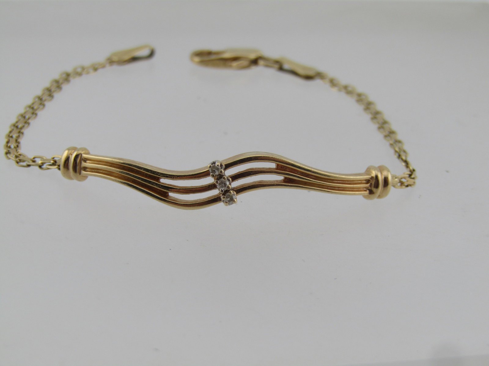 Vintage 14kt Diamond Accent Bracelet, 6", 1980's - 2