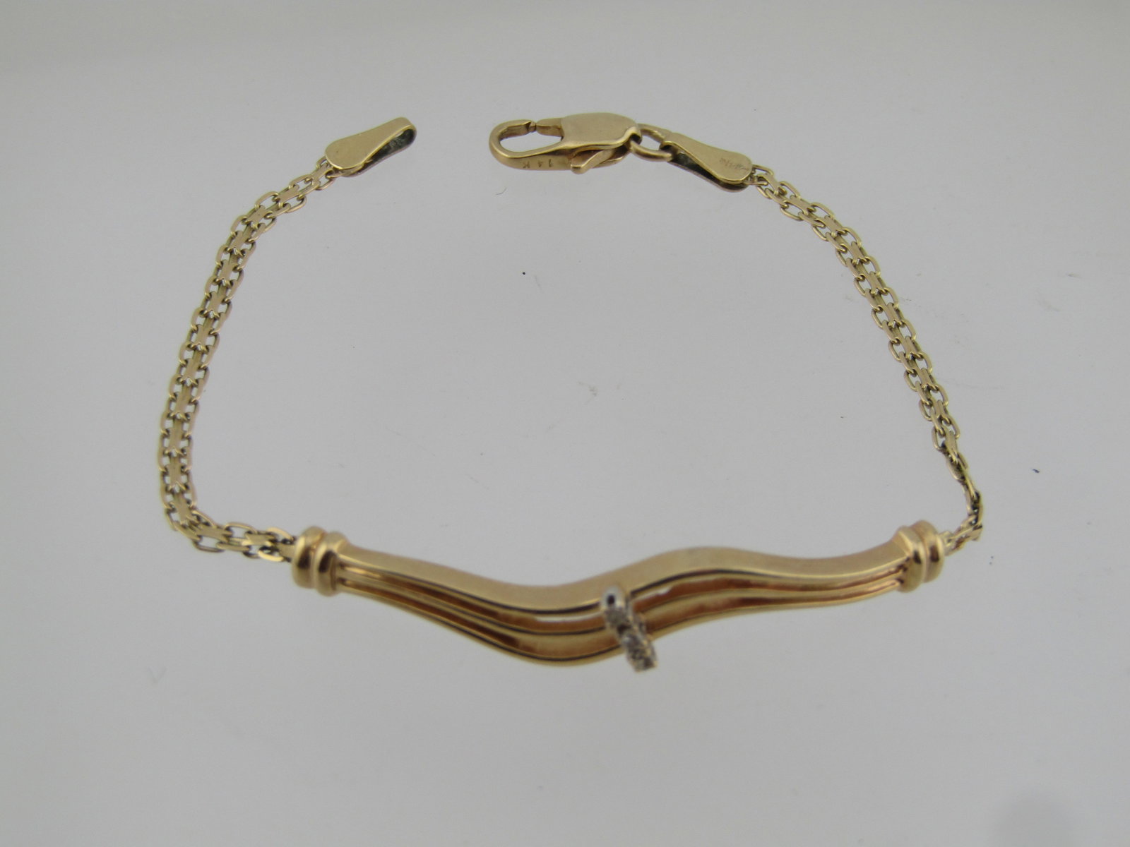 Vintage 14kt Diamond Accent Bracelet, 6", 1980's - 4