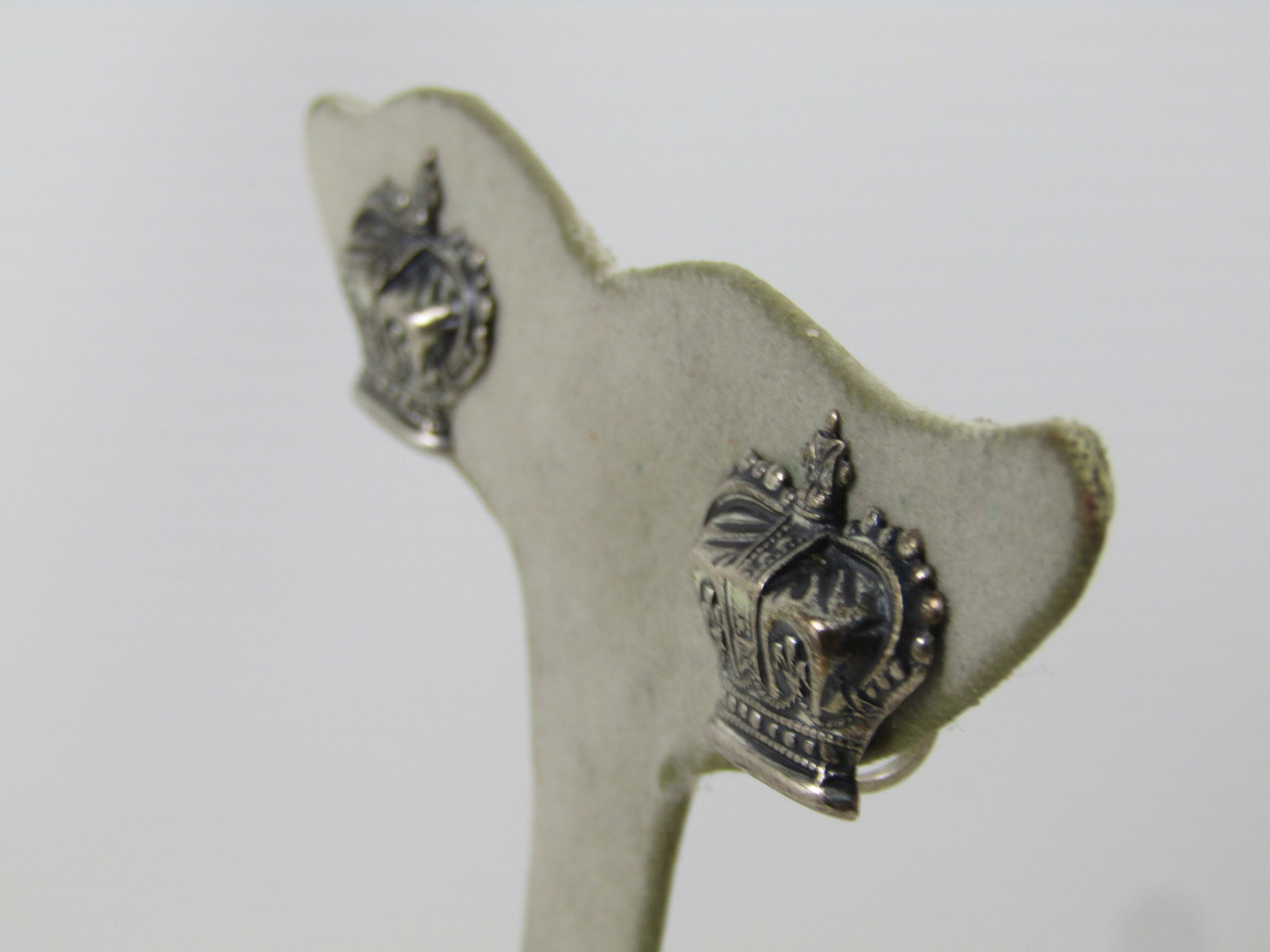 Vintage Sterling Crown Screwback Earrings, 1940's-1950's - 2