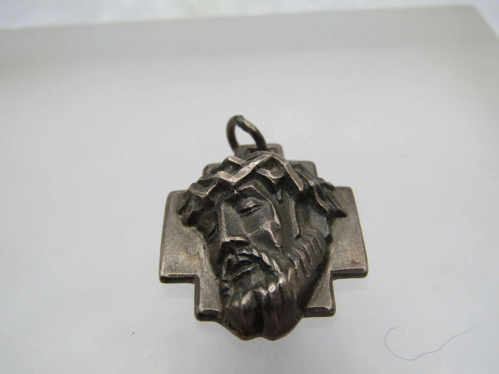 Vintage Sterling Jesus Thorns, Cross Pendant, Creed, Pre 1950's - 2