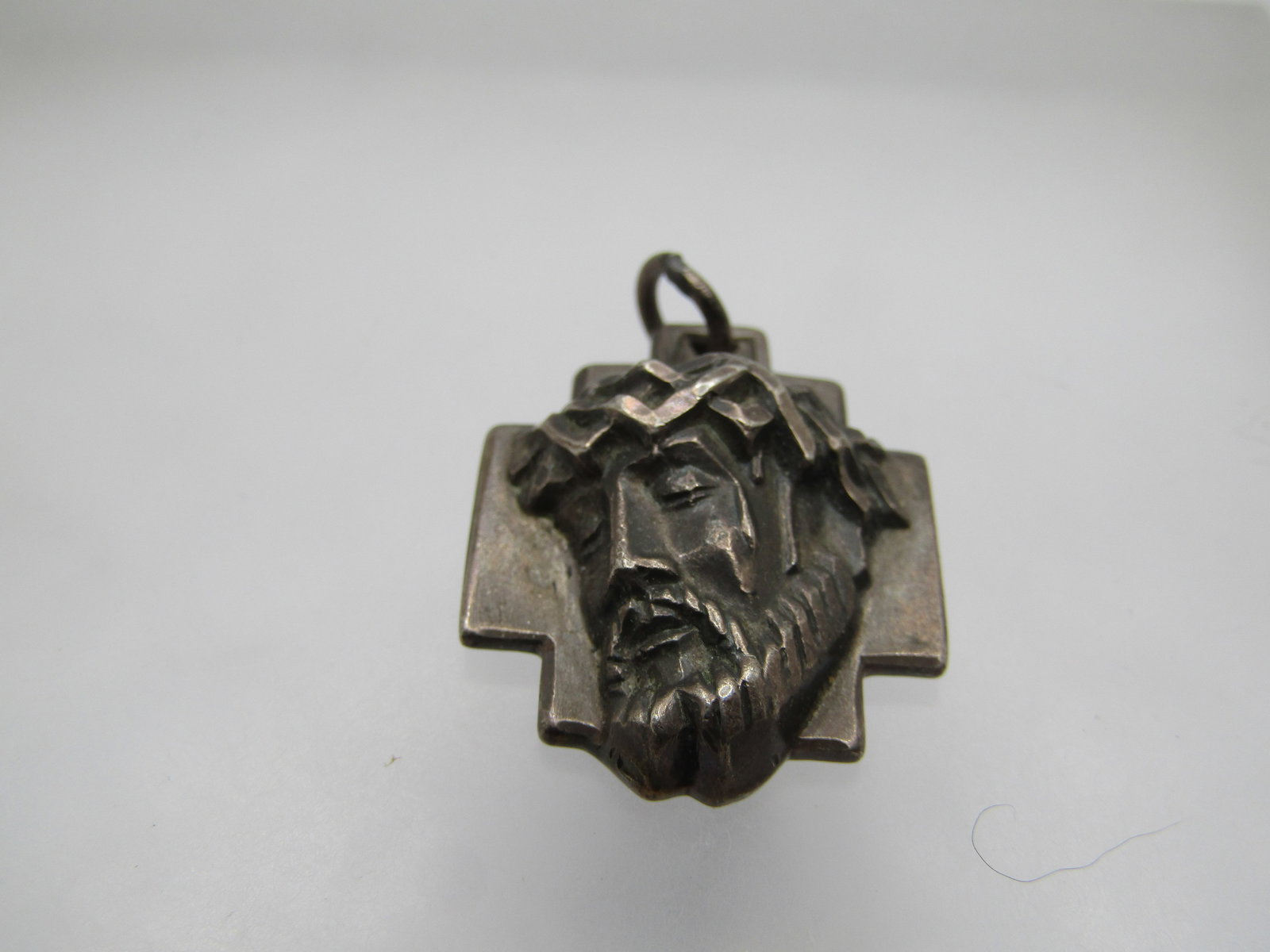 Vintage Sterling Jesus Thorns, Cross Pendant, Creed, Pre 1950's - 3
