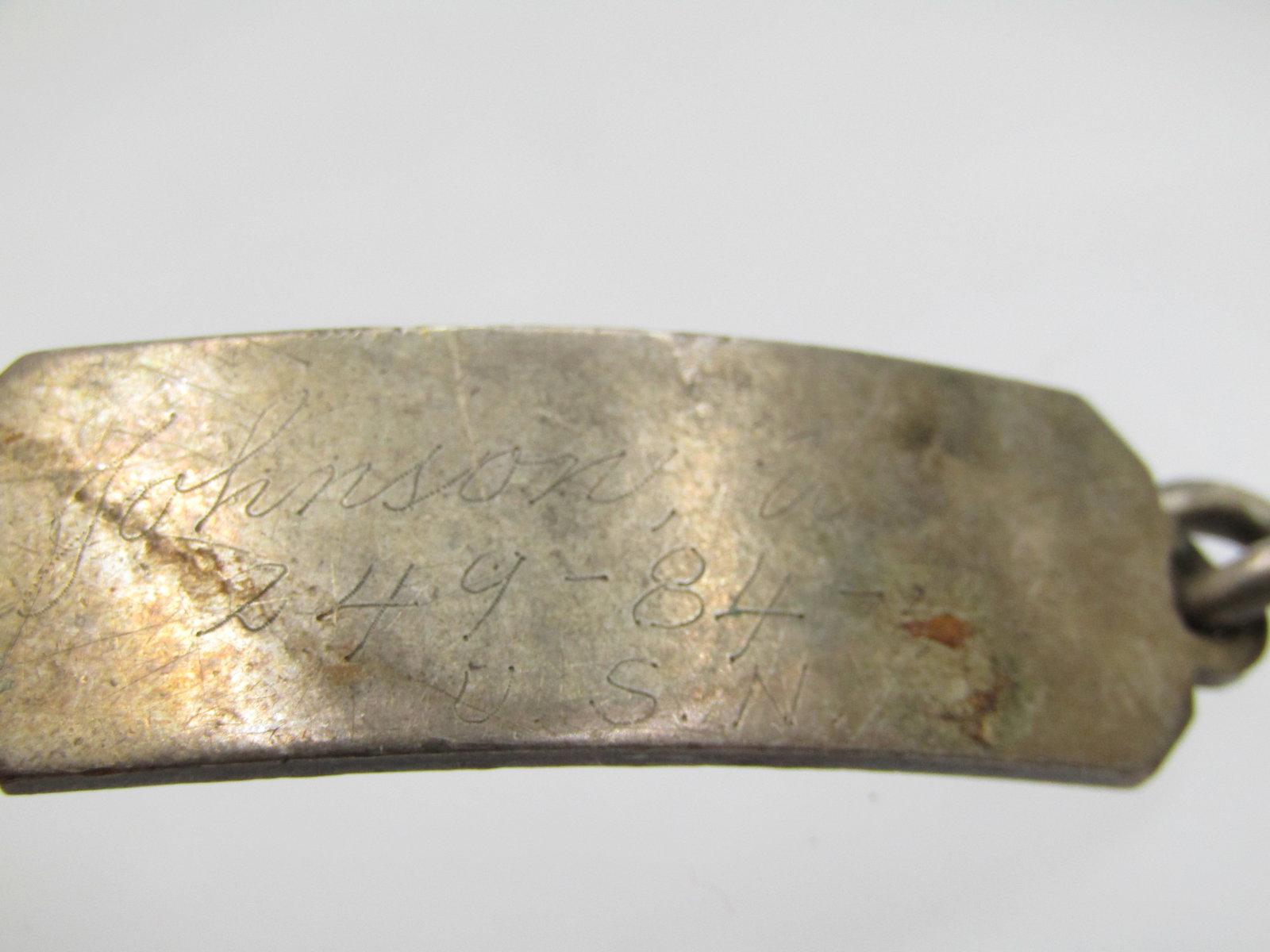 Vintage Heavy Sterling ID Bracelet, 8", Navy, 1940's, - 4