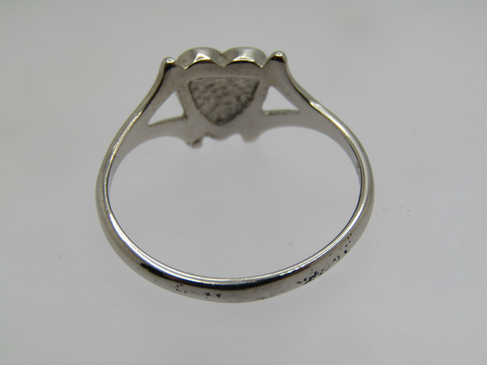 Vintage Southwestern Turquoise Chip Heart Ring, Sz. 9, Silver Plated, 1980's, Signed - 4