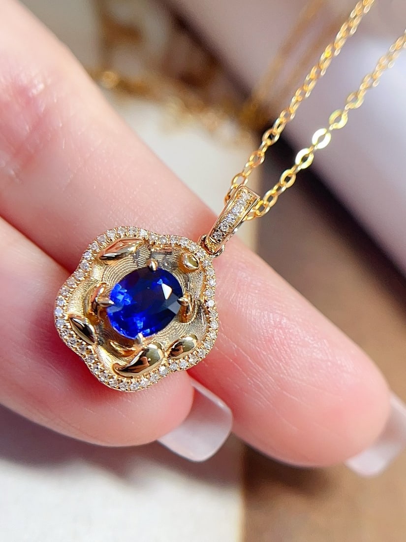 18K Gold Sapphire Pendant - 3